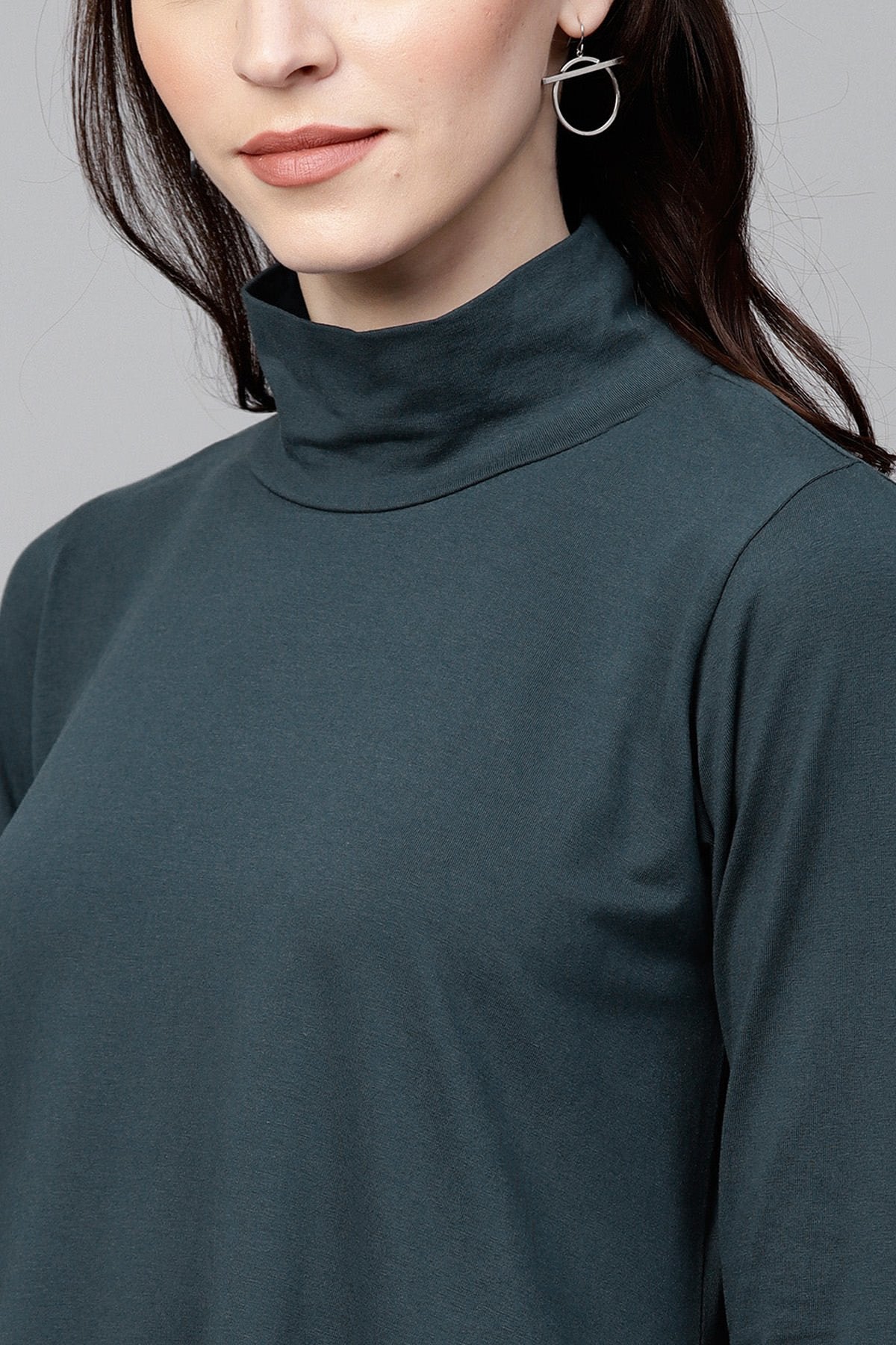 Women's Teal Turtle Neck Tent Dress