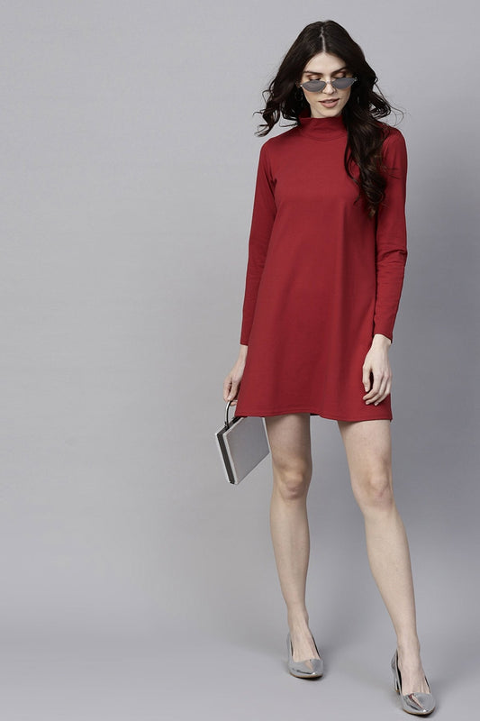 Women's Red Turtle Neck Tent Dress