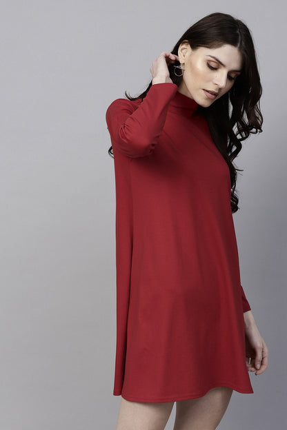 Women's Red Turtle Neck Tent Dress