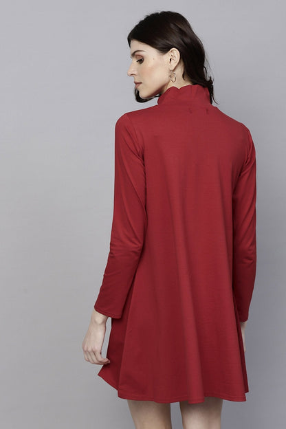 Women's Red Turtle Neck Tent Dress