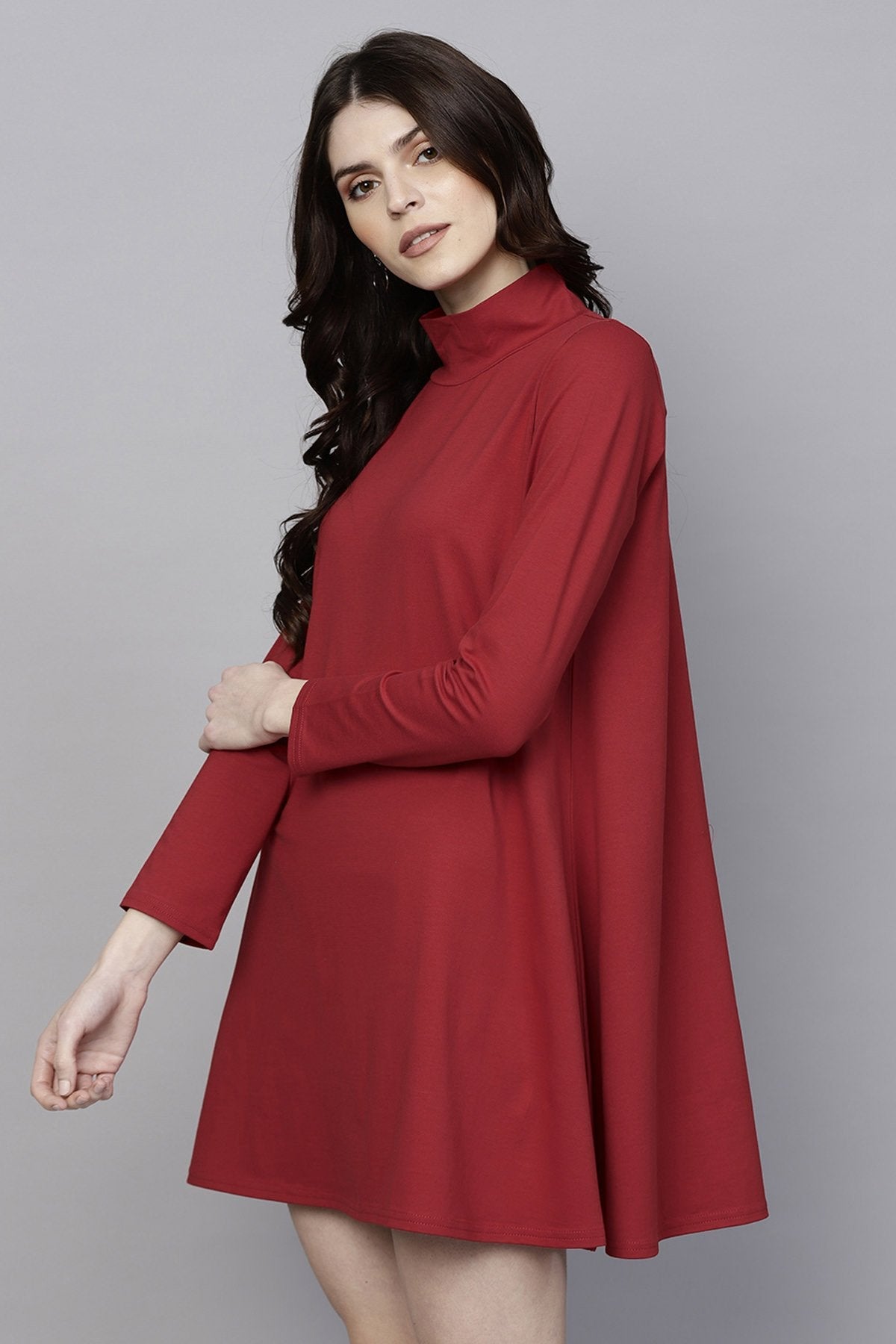 Women's Red Turtle Neck Tent Dress