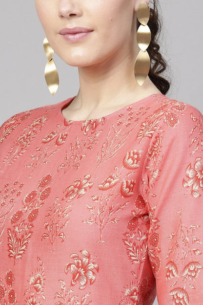 Women's Coral Floral High Low Dress