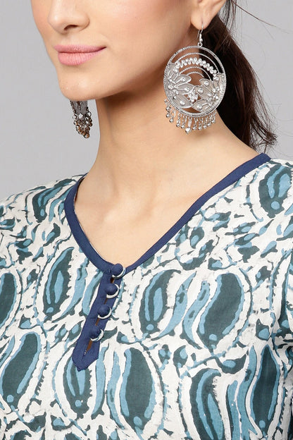 Women's Indigo Paisley Side Gathered Dress