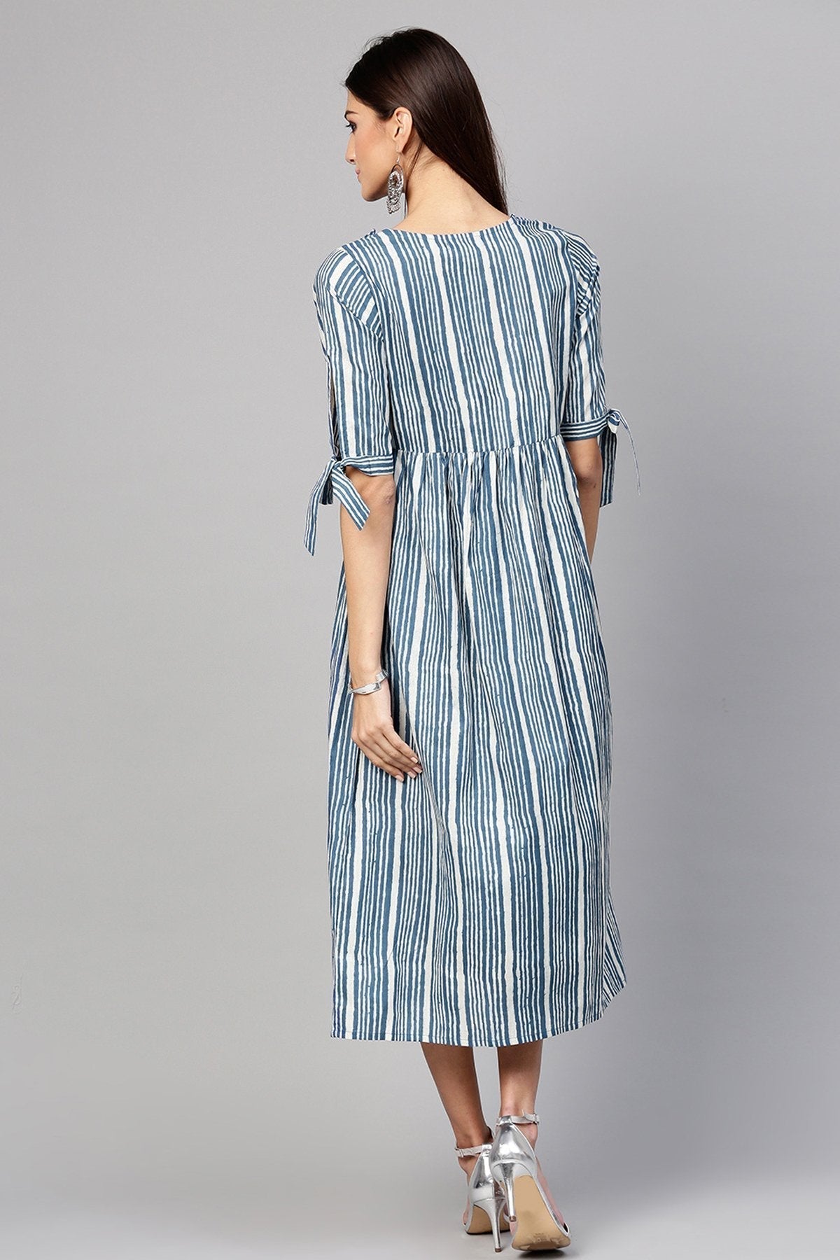 Women's Indigo Stripe Side Placket Dress