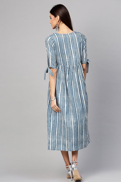 Women's Indigo Stripe Side Placket Dress