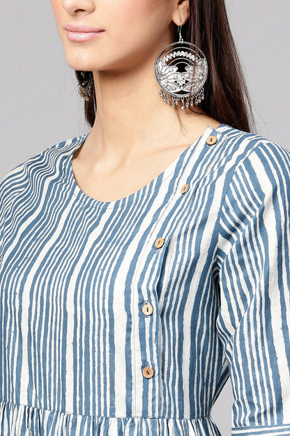 Women's Indigo Stripe Side Placket Dress