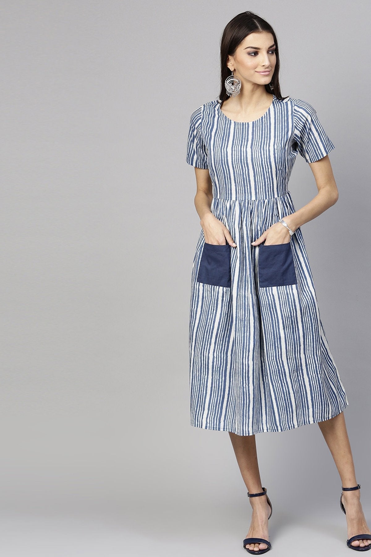 Women's Indigo Stripe Pocket Dress