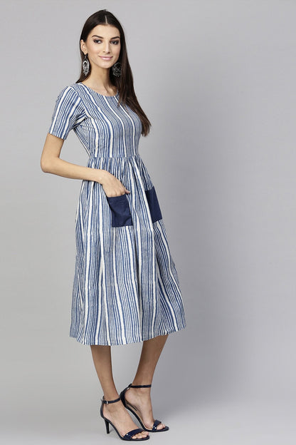 Women's Indigo Stripe Pocket Dress