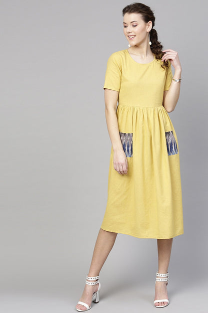 Women's Pale Yellow Pocket Dress