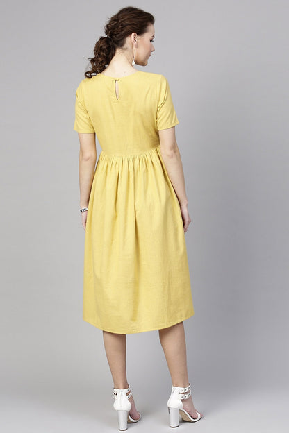 Women's Pale Yellow Pocket Dress