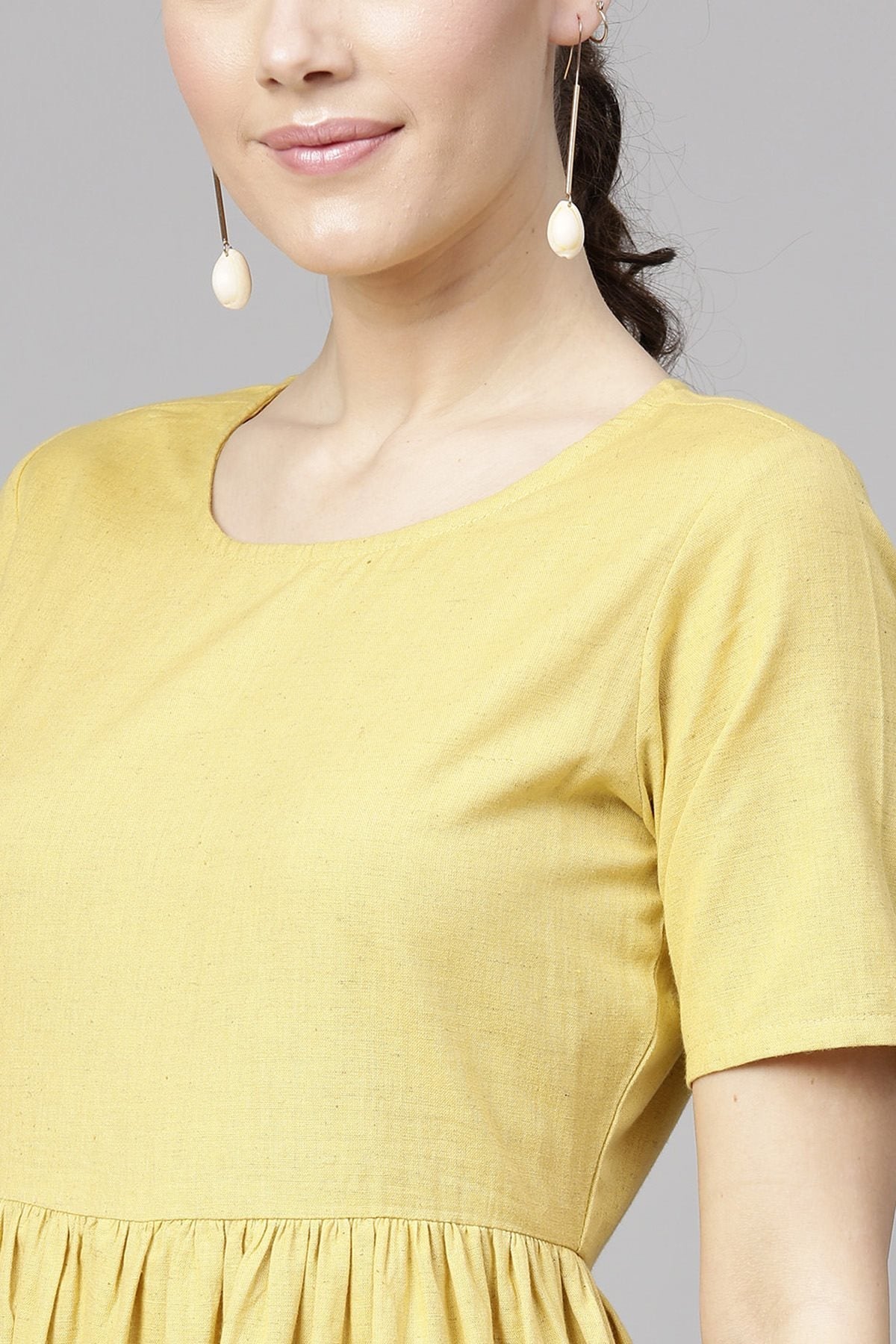 Women's Pale Yellow Pocket Dress