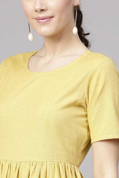 Women's Pale Yellow Pocket Dress