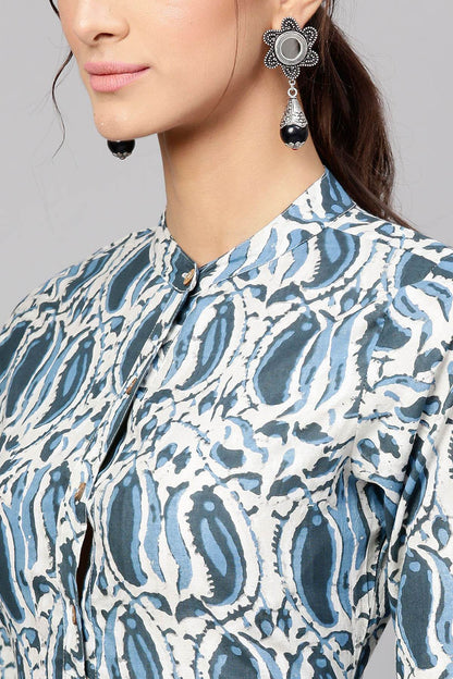 Women's Indigo Paisley Front Placket Dress