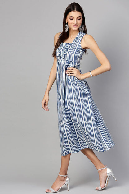 Women's Indigo Stripe Sleeveless Dress