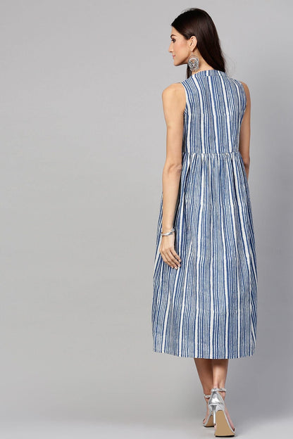 Women's Indigo Stripe Sleeveless Dress
