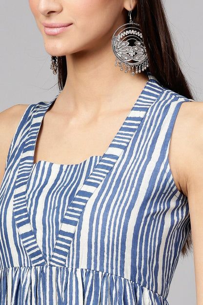 Women's Indigo Stripe Sleeveless Dress
