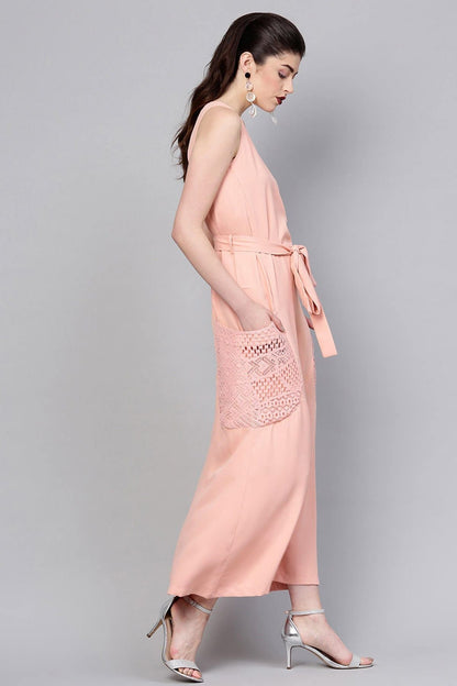 Women's Onion Pink Lace Pocket Maxi