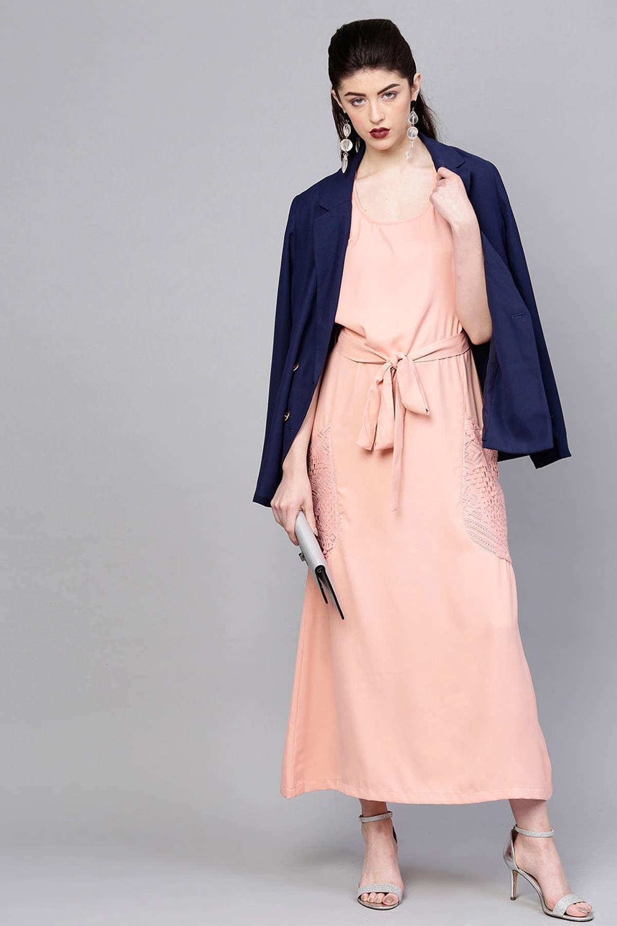 Women's Onion Pink Lace Pocket Maxi
