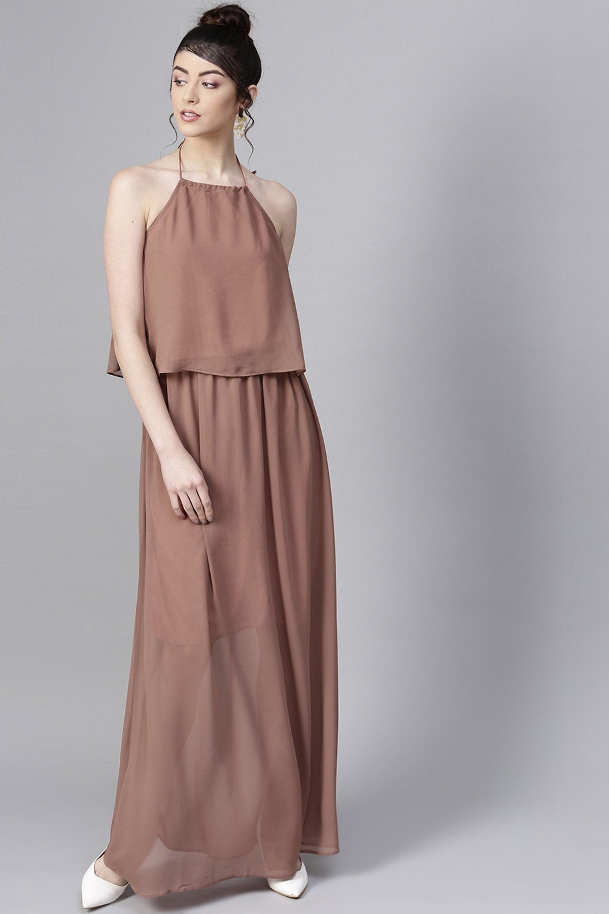 Women's Rosewood Halter Neck Layered Maxi