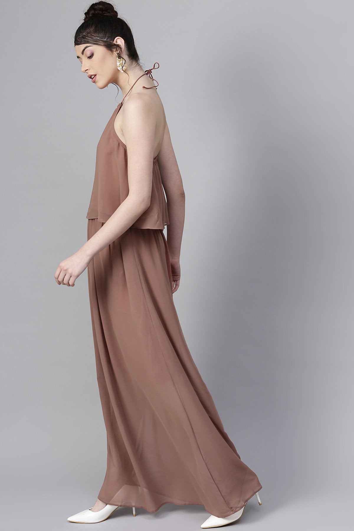 Women's Rosewood Halter Neck Layered Maxi