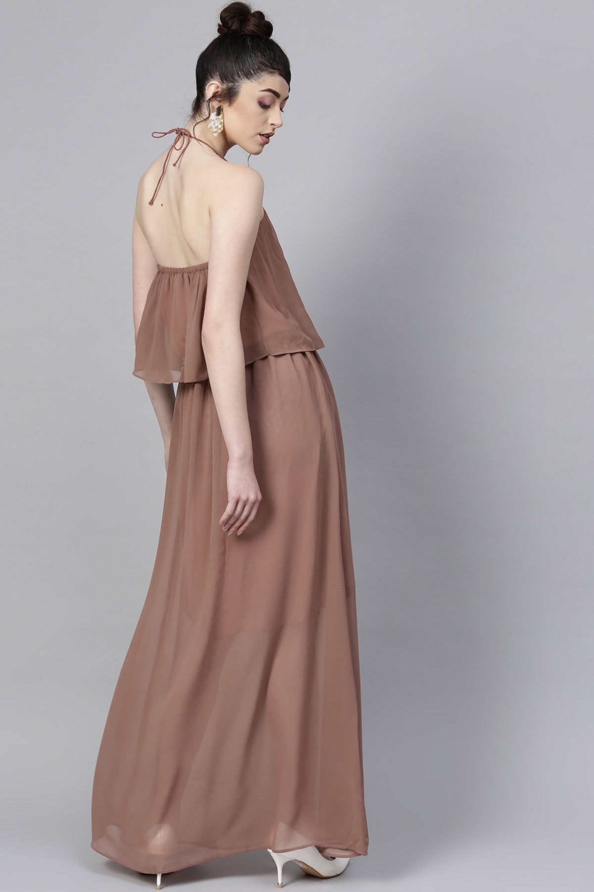 Women's Rosewood Halter Neck Layered Maxi