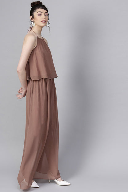 Women's Rosewood Halter Neck Layered Maxi