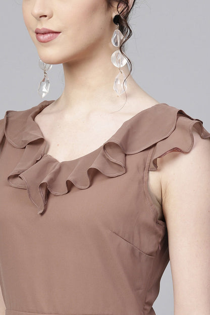 Women's Rosewood Frill Scoop Neck Maxi