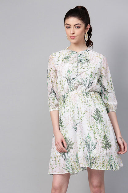 Women's Off-White Floral Skater Dress