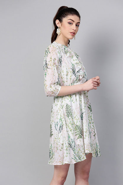 Women's Off-White Floral Skater Dress