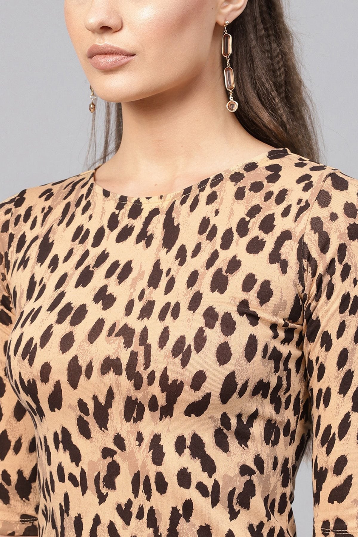 Women's Beige Cheetah Bodycon Dress