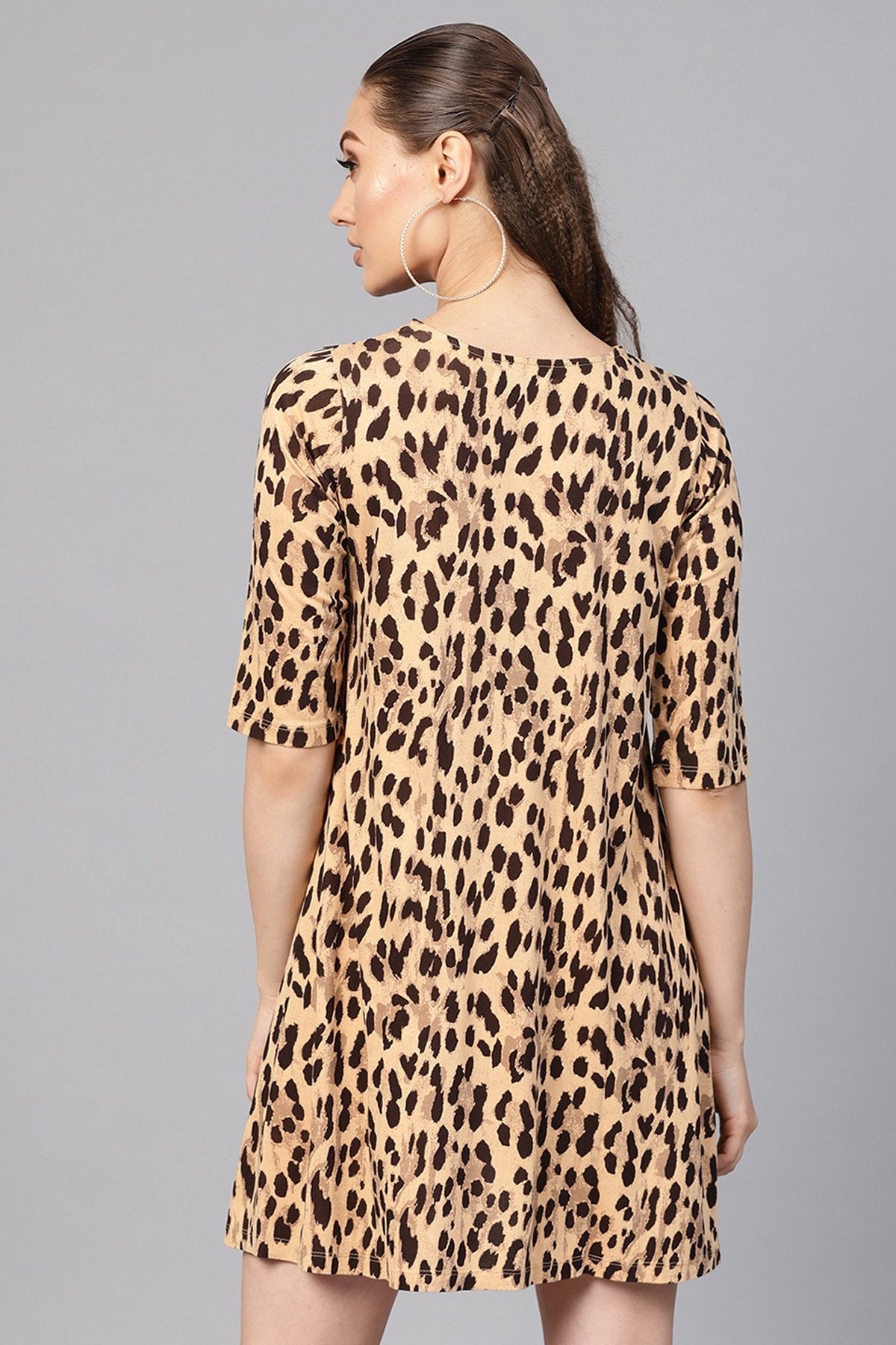 Women's Beige Cheetah Tent Dress
