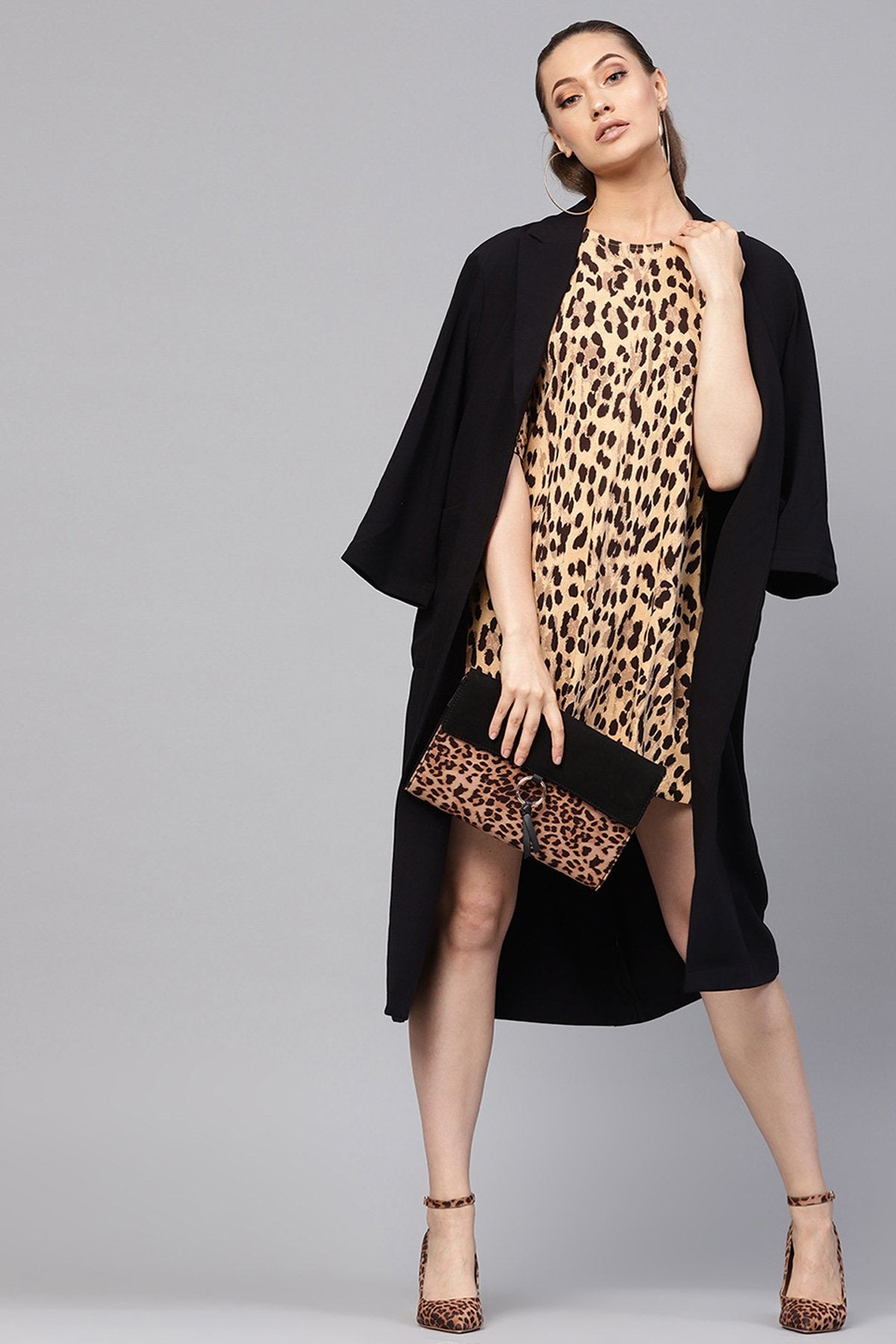 Women's Beige Cheetah Tent Dress