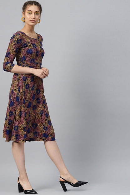 Women's Multi Floral Flared Midi