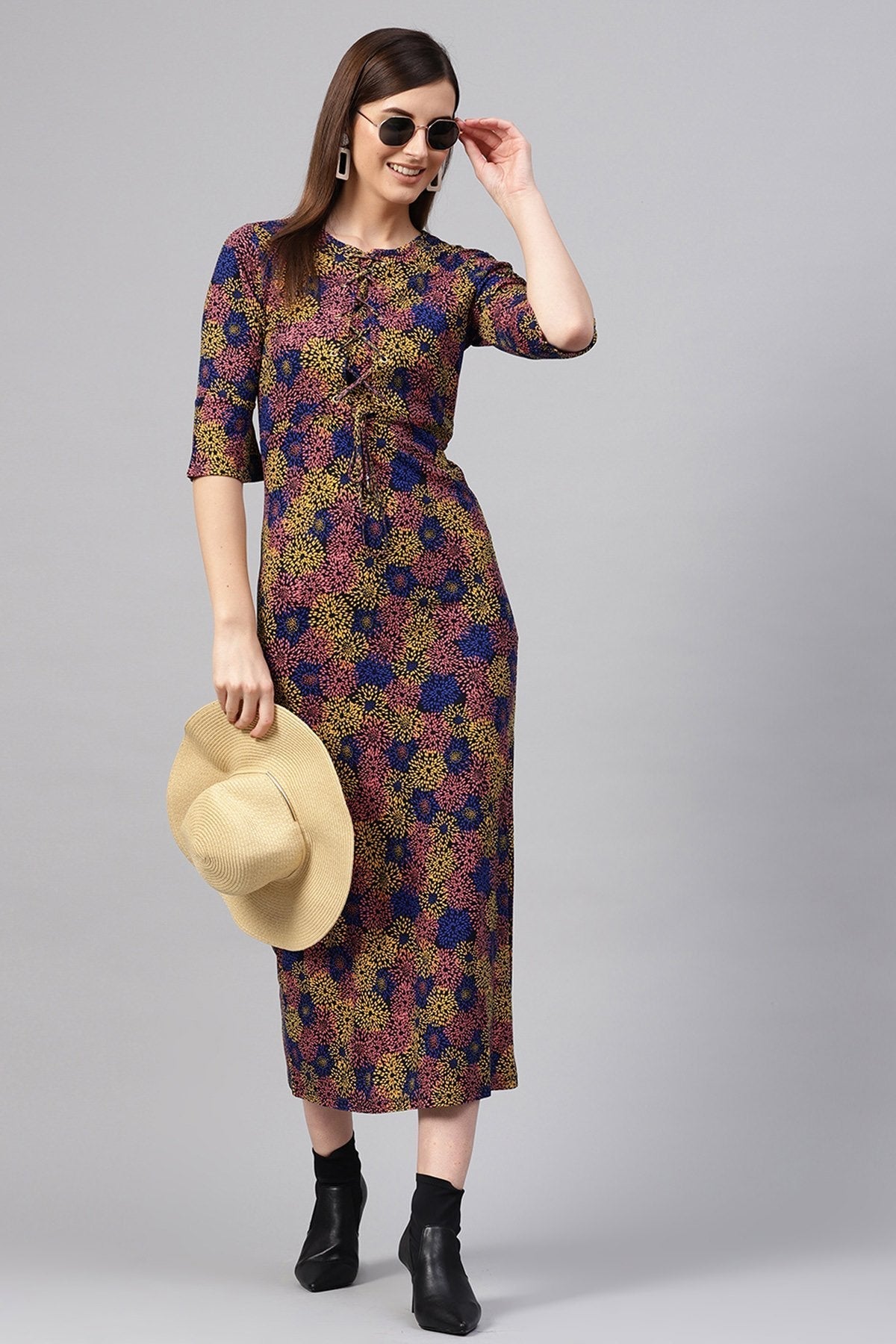 Women's Multi Floral Eyelet Detail Maxi