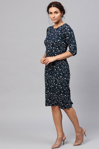 Women's Navy Floral Bodycon Dress