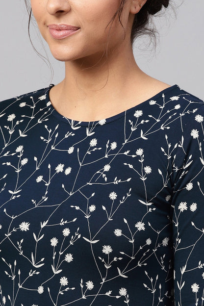 Women's Navy Floral Bodycon Dress