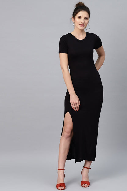 Women's Black Back Criss Cross Neck Maxi
