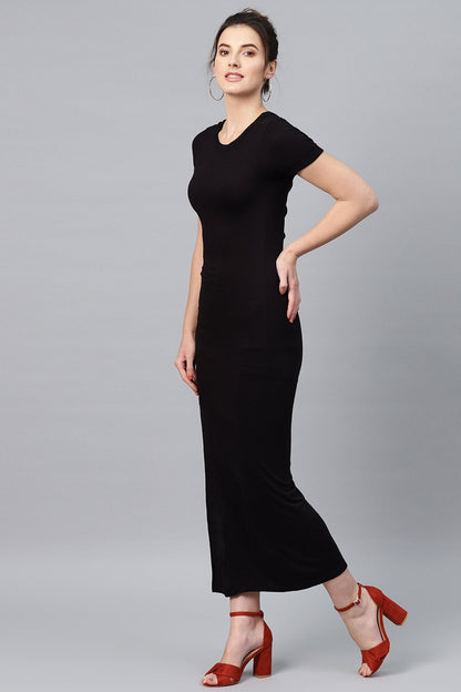 Women's Black Back Criss Cross Neck Maxi
