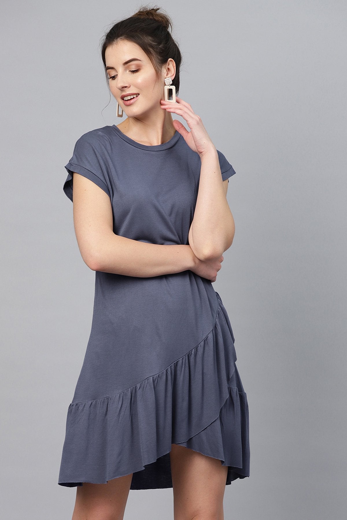 Women's Indigo Frill Hem Dress