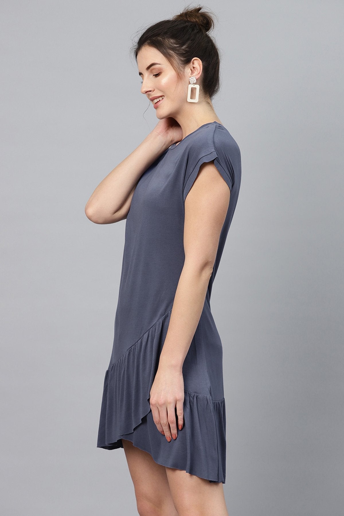 Women's Indigo Frill Hem Dress