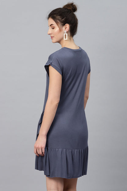 Women's Indigo Frill Hem Dress