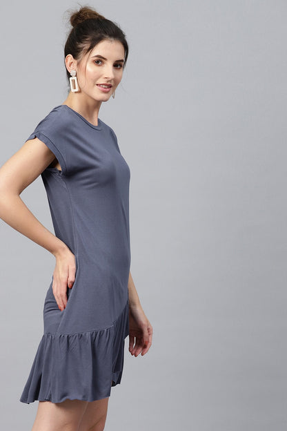 Women's Indigo Frill Hem Dress