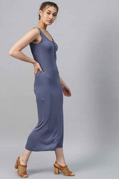 Women's Indigo Front Button Maxi