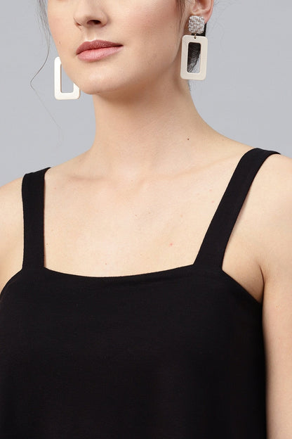 Women's Black Strappy Tiered Dress