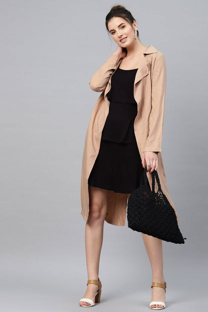 Women's Black Strappy Tiered Dress