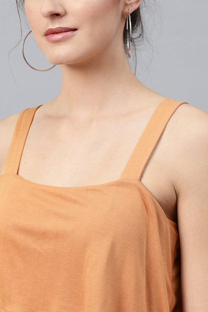 Women's Brown Strappy Tiered Dress