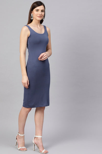 Women's Indigo Back Knot Cutout Dress