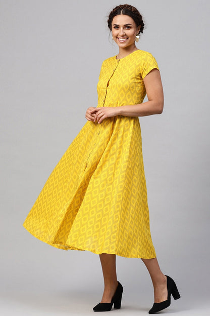 Women's Black & Yellow Ikat Midi