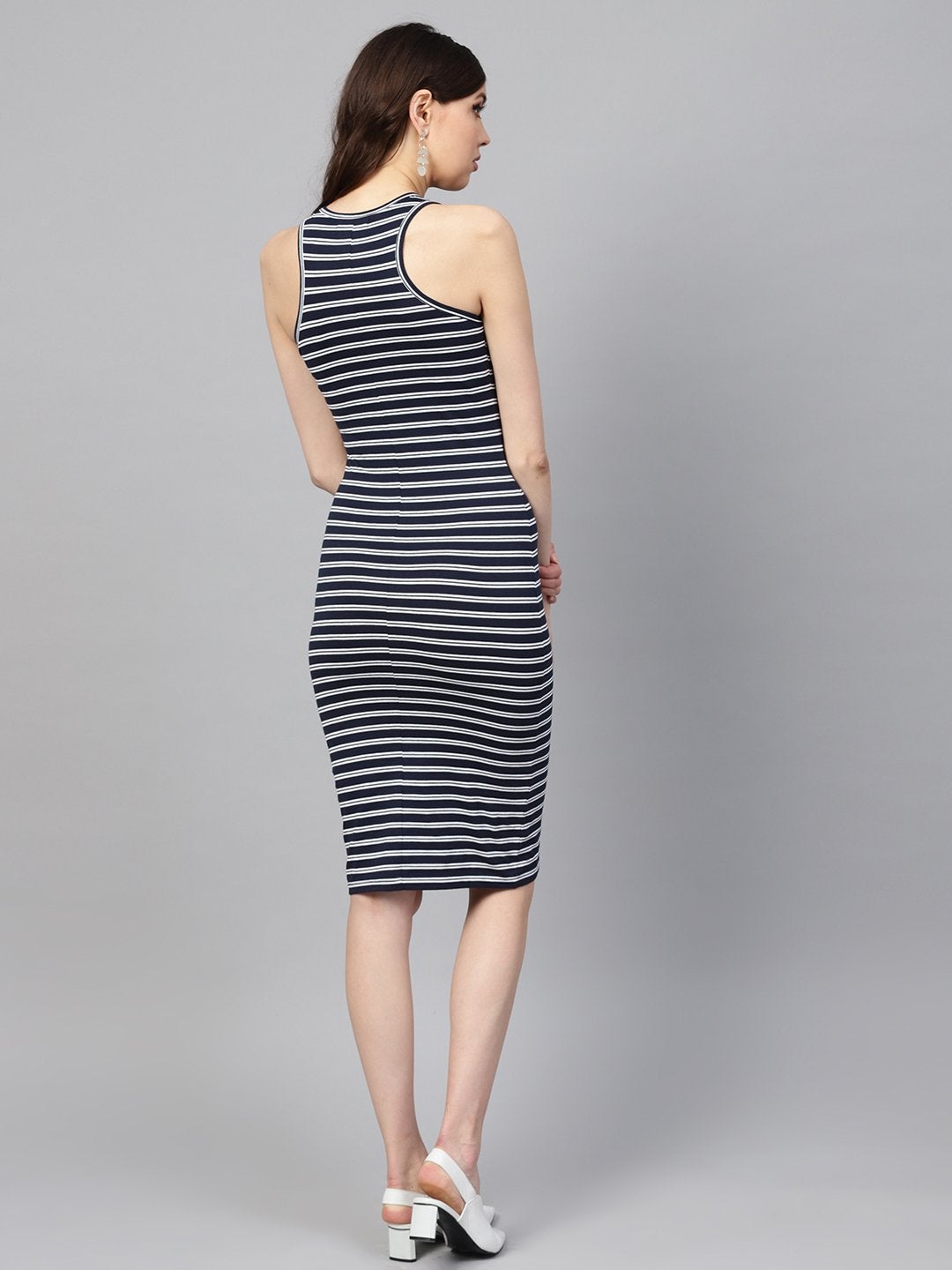 Women's Navy White Stripe Bodycon Dress