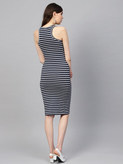 Women's Navy White Stripe Bodycon Dress